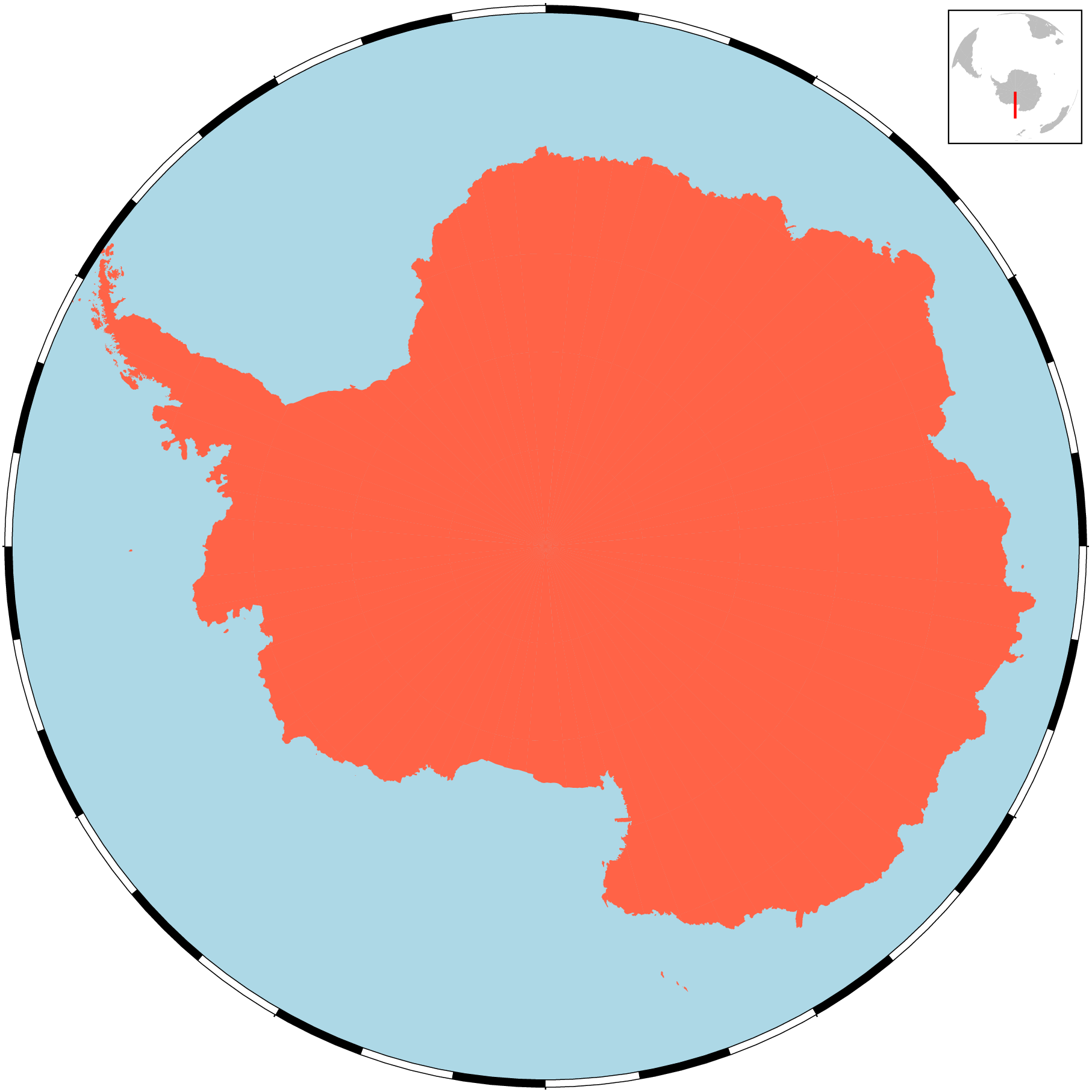 Antarctica on a polar stereographic projection