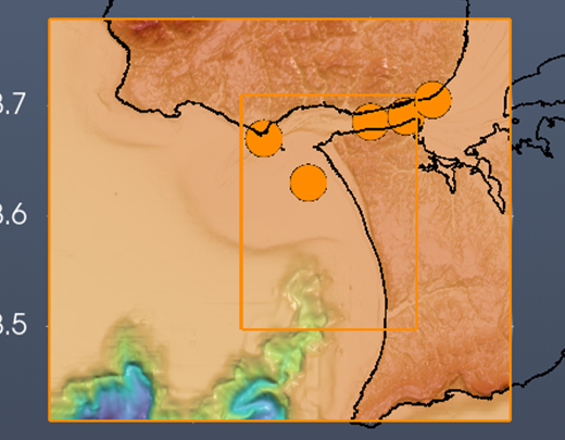 Five virtual tide gauges in the Tejo mouth