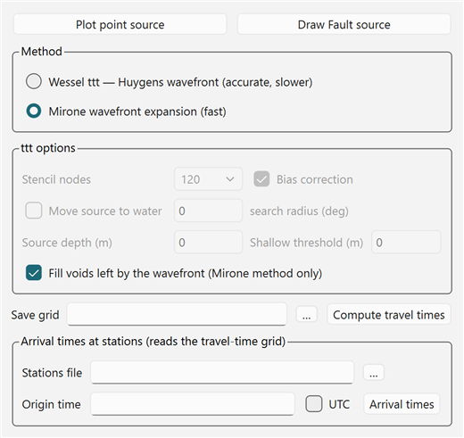 The dialog set for the Mirone method